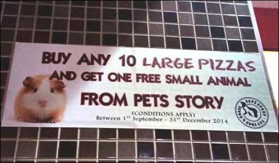 10 pizzas achetées = 1 hamster offert Pizza Hut